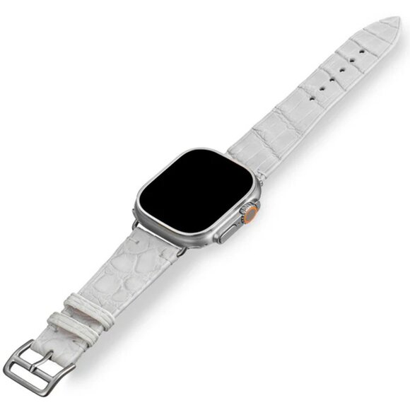 Premium Alligator Leather Band for Apple Watch - White Color - Picture 1 of 6